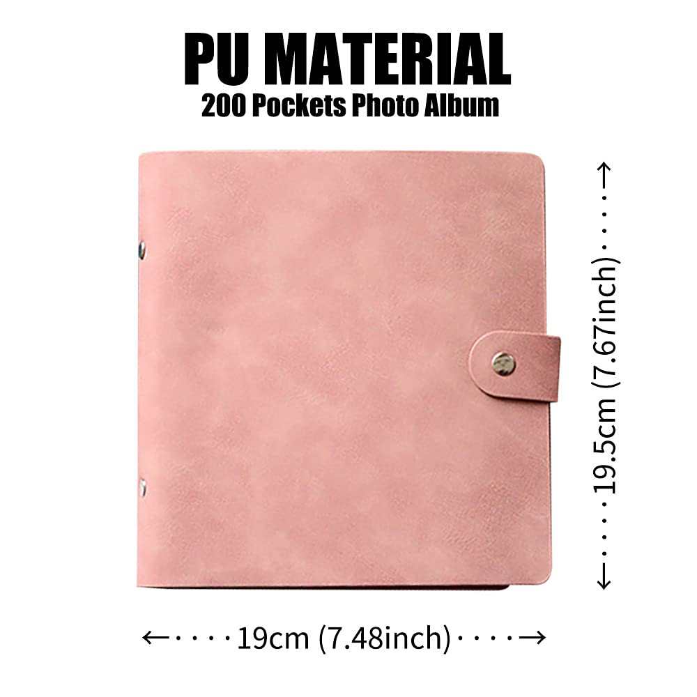 LIFEBEA 200 Pockets Photo Album for Fujifilm Instax Mini 11 12 9 40 Evo Liplay 8 7+ Instant Camera, Photo Album for Polaroid Kodak HP Zink 2x3" Photo (Pink)